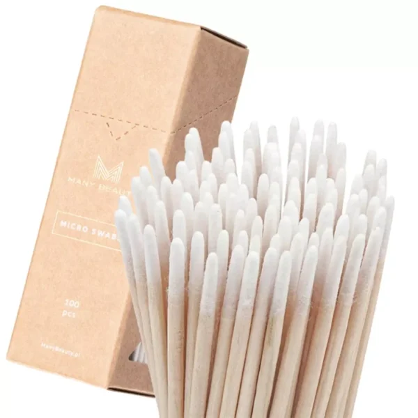 Many Beauty ECO Precyzyjne patyczki drewniane z bawełną w kartoniku | 100 sztuk