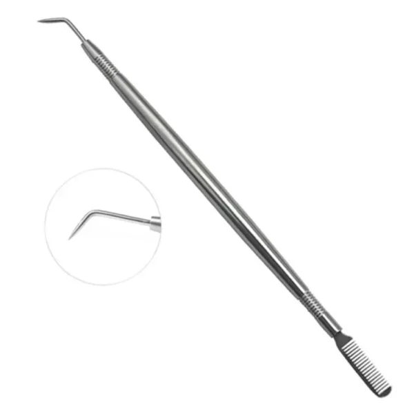 Many Beauty Metalowa srebrna sonda z dużym grzebykiem do liftingu i laminacji rzęs i brwi